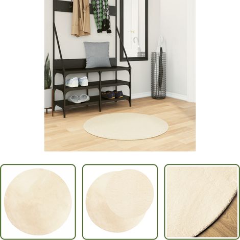 vidaXL Tapis antidérapant - Tapis HUARTE à poils courts doux et lavable crème Ø 80 cm (1/5)