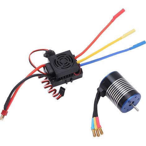 Moteur brushless sans capteur RC 3650 3900KV à 4 pôles avec variateur électronique étanche 60A pour voiture RC 1/10 (1/5)