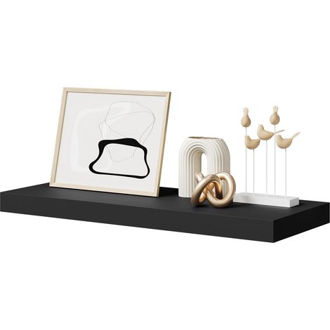 WOLTU Floating Shelf Storage Display Unit Wall Mounted Bookcase Unit Black 60 cm (1/5)
