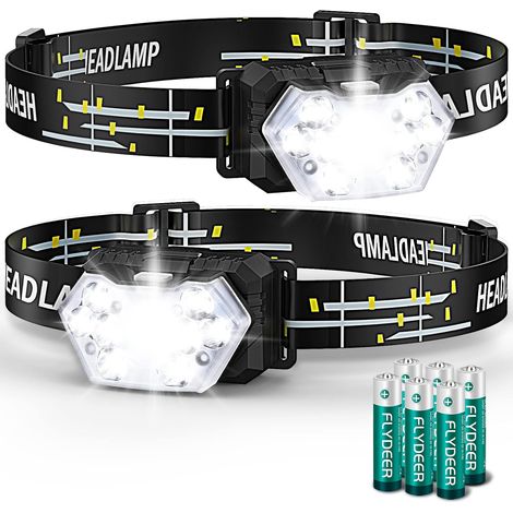 Lampe Frontale à Piles LED 2 Pièces, 2000 Lumens Torche Frontale (1/5)