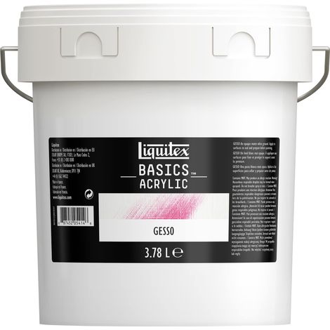 Basics Additifs – Gesso 3,78 L pour Peinture Acrylique, Apprêt Universel pour Toile, Papier, Bois et Autres Supports (1/2)