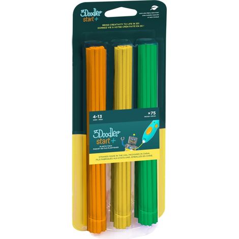 Filament 3DOODLER START ECO, 2,5 mm, 75 pièces, 3 couleurs, POM, jaune, vert (3DS-ECO-MIX2-75) (1/3)