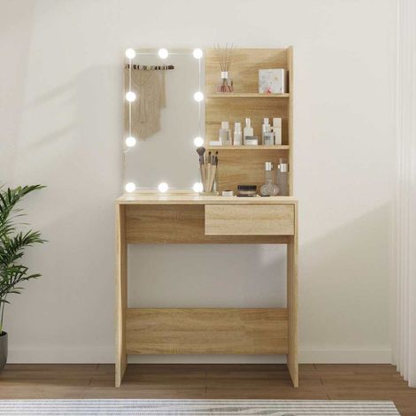 vidaXL Coiffeuse avec LED chêne sonoma 74,5x40x141cm bois d'ingénierie (1/5)