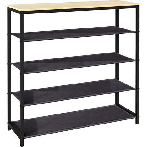 Porte-chaussures en bois métallique 4 compartiments Taliro 87x90x30 - VCM (1/4)