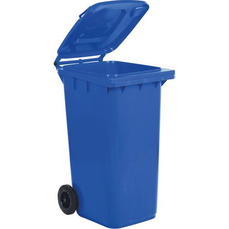 BIDONE QUADRO NETTEZZA URBANA CON RUOTE LT.240 cm.72x58x106h blu ICS