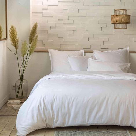 Parure de lit percale unie blanc 240x220 cm (1/2)