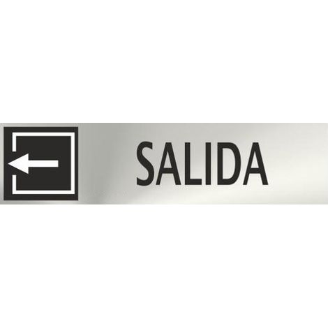 Cartel de señalización Salida (flecha izquierda) de 50 x 200 mm acero inoxidable SEKURECO (1/2)