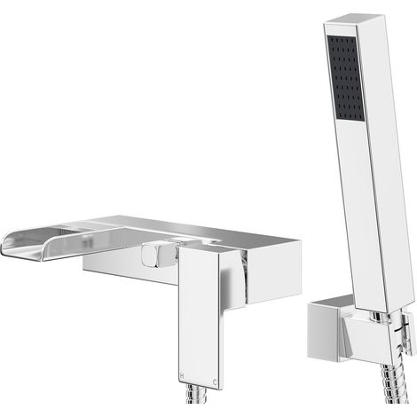 Wholesale Domestic Cubix Polished Chrome Waterfall Wall Mounted Bath Shower Mixer Tap (1/5)