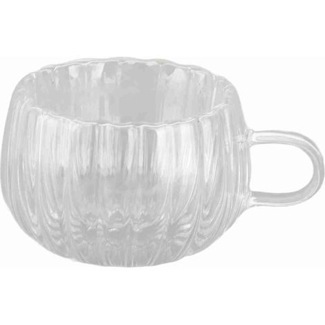 Tasse à café en verre double paroi 150ml design rayé léger isolant thermique idéal pour espresso et boissons chaudes usage quotidien (1/3)