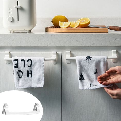 Zwei nicht perforierte Hängeregale, Geschikt voor kitchen cabinet doors, zur Aufbewahrung von Handtüchern und Geschirrtüchern, weiß. (1/5)