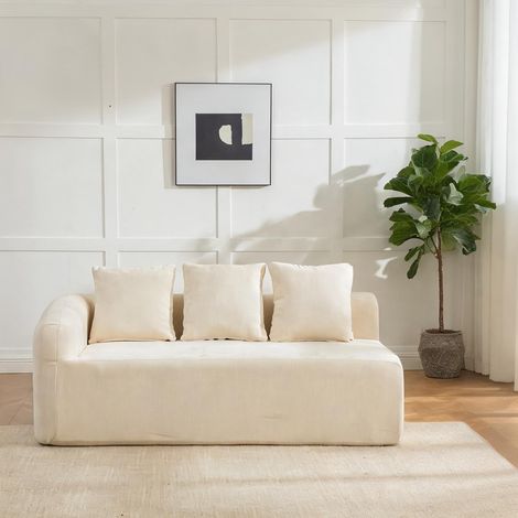 Canapé modulaire en tissu chenille beige mousse 30D monté (1/5)
