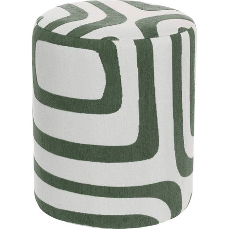 Pouf rotondo delor cedro verde e bianco 30x36 cm - Atmosphera créateur d'intérieur