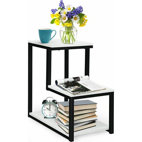 3- Tier Industrial End Table Sofa Bedside Table Nightstand Home Office Bookcase (1/5)