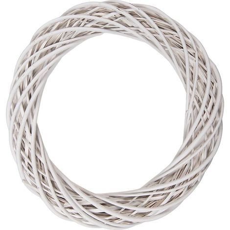 Couronne décorative en rotin blanc Ø 50 x 9 cm pour décoration murale et table - PANGIVO (1/2)