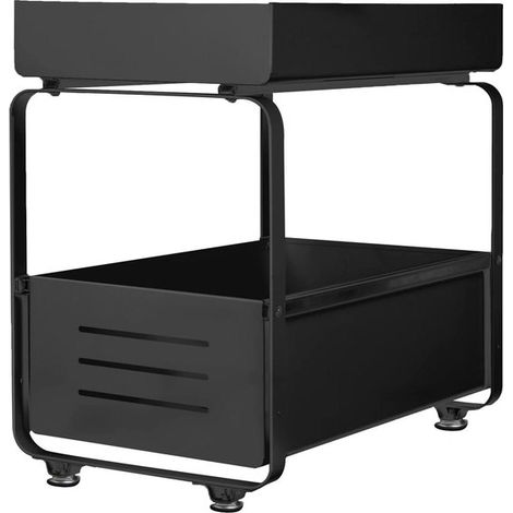 Scaffale portaoggetti con cassetti - Scaffale portaoggetti da cucina - Mobiletto portaoggetti da cucina - Cassetti estraibili - 40 x 25,5 x 39,5 cm - Nero (1/5)