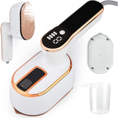 Mini fer à vapeur, fer à vapeur portable 2 en 1 pour les voyages, 1000 watts, chauffe rapide en 15 secondes, réservoir d'eau de 100 ml, petit fer à vapeur portatif pour une utilisation à domicile et e (1/5)