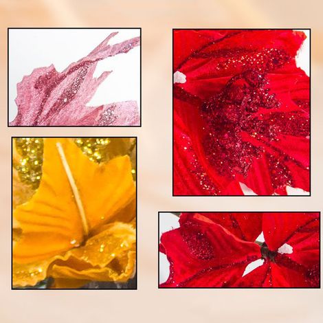 Feuilles artificielles décoratives de Noël en tissu et métal vert simulé (1/2)