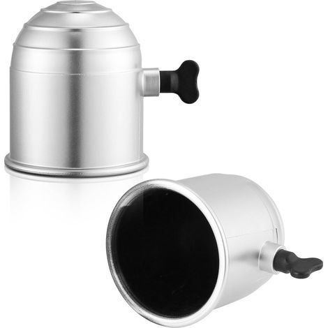 2 x cache-attelage, plastique, argent, diamètre 50 mm, rotule, cache avec serrure, 2 pièces (1/5)