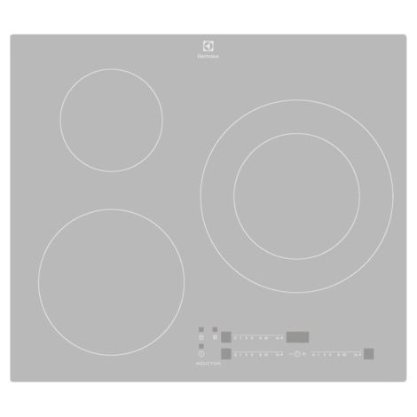 Electrolux – Plaque induction 3 foyers 5200W – Largeur 59cm – Double zone – Commandes sensitives – Finition acier élégante - DIT60342CS (1/5)