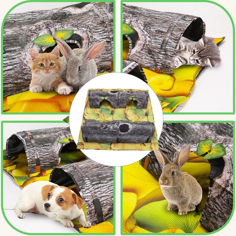 Tunnel pour Chat Pliable Jouet Interactif en Tissu Résistant Tapis de Jeu Doux Double Entrée Confortable et Sécurisé pour Félin (1/4)