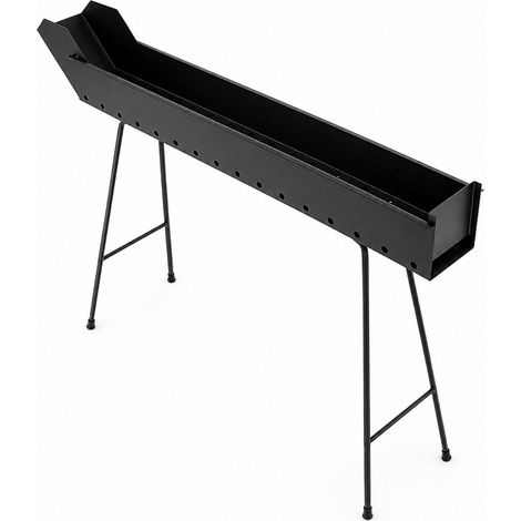 Cuoci arrosticini a carbone - Misura 100x14x75 cm - Fornacella a canaletta in acciaio verniciato nero con gambe pieghevoli (1/5)