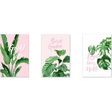 Tableau Sur Toile Feuilles De Plantes Vertes Décoration Murale Pour Salon Chambre Bureau Lot De 3 Pièces (1/5)