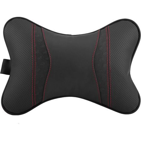 Accessoires automobiles en cuir, coussin de repos de voiture, appui-tête de siège, repose-cou, coussin d'oreiller, Support noir (1/5)