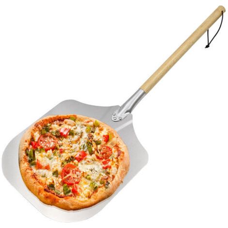 Pelle à pizza professionnelle 35cm – Aluminium avec manche en bois – Pour four à bois et pierre à pizza – Spatule antidérapante