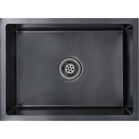 Maison Exclusive - Handgefertigte Küchenspüle Schwarz Edelstahl (1/5)