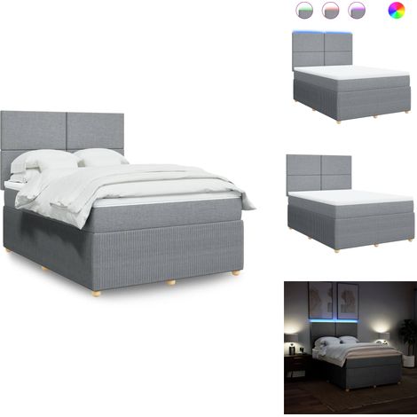 Sommier à lattes de lit avec matelas Gris clair 160x200cm Tissu - Sommier À Lattes De Lit - Sommiers À Lattes De Lit - Lit - Meuble De Chambre À Coucher (1/5)