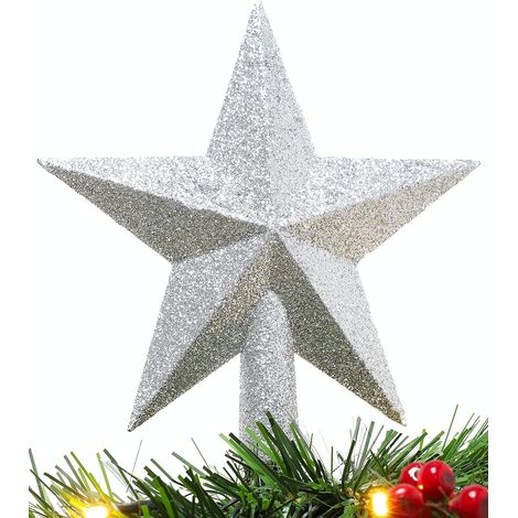 Cimier de sapin de Noël à paillettes (20 cm) - Cimier de sapin de Noël (argenté) (1/5)