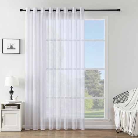 Rideau Voilage Transparent Salon Oeillets Lot de 1 200x225cm Blanc (1/5)