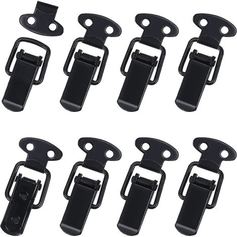 Lot de 8 loquets métalliques noirs, fermeture de boîte et de porte, crochet de verrouillage robuste, sécurité (1/5)