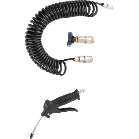 Kit de souffleur pneumatique noir + tuyau en PU + petit raccord européen (1/5)