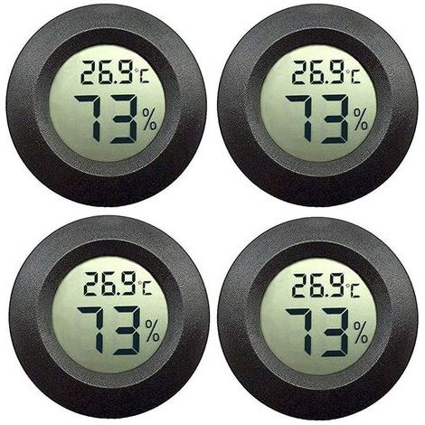 Pair - Ensemble thermomètre et hygromètre d'ambiance 4 pièces, portable, noir (1/5)