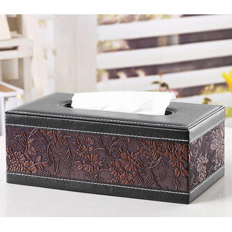 MINKUROW Porta Fazzoletti Rettangolare In Pelle Per Casa/Ufficio/Auto (Motivo Vintage) (1/3)