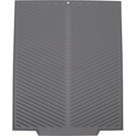 Tapis égouttoir à vaisselle en silicone 485 x 405 mm, résistant à la chaleur, antidérapant, gris, pour la cuisine et le plan de travail. (1/5)