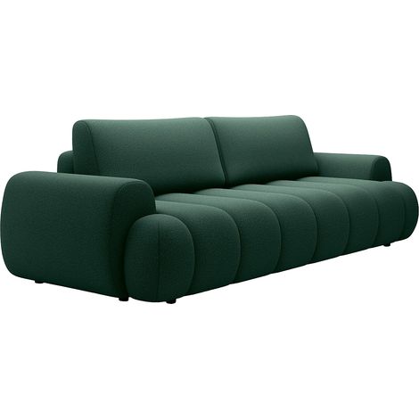 Canapé 4 places convertible en tissu vert sapin FRIDORA (1/5)