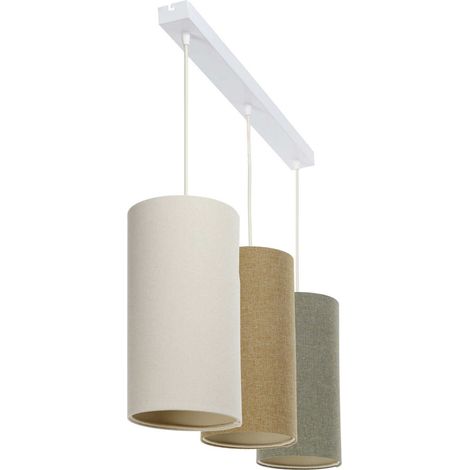Suspension boho élégant tissu crème ajustable compatible LED - beige crème doux (1/2)