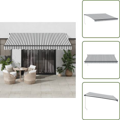 Markise Manuell Anthrazit & Weiß 400x350 cm - Markise - Gartensonnenschirm - Sonnenblende - Außenmarkise - Terrassenschatten (1/5)