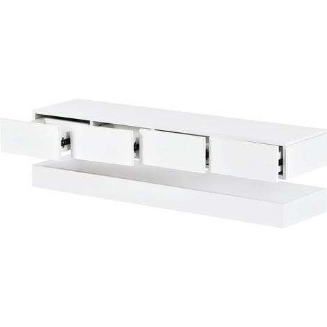 Mobile TV sospeso con LED 130 cm in MDF bianco, 2 ante e 4 cassetti, fino a 55" MODENUIT (1/5)
