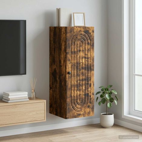 vidaXL Armoire Murale Chêne fumé 33 x 34,5 x 90 cm Bois d'ingénierie