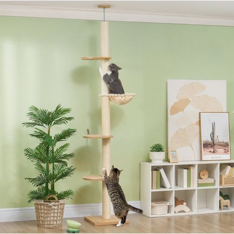 Rascador para gatos de techo con sisal 230-250 cm OKMYHOME (1/3)