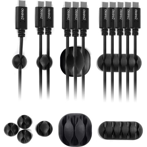 DESIRE2 Confezione da 10 clip nere per la gestione dei cavi 4x1, 2x2, 2x3 e 2x4 - AquaForge
