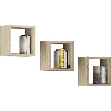 Estante de pared AKORD K25 Roble Sonoma 25 cm frente en color Roble Sonoma 3 estantes 25x15x25 cm (1/5)