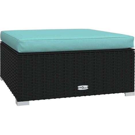 vidaXL Reposapiés de jardín con cojín ratán sintético gris 70x70x30 cm (1/2)