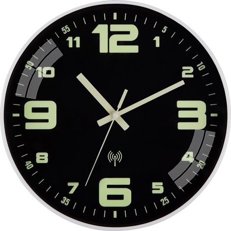 Horloge Murale Radio-Pilotée - 30 cm - Chiffres Grands - Fonction Luminescente - Silencieuse - 1 Unité (1/5)
