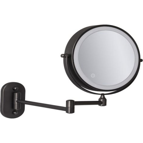 Espejo de pared plegable de doble cara con 10 luces LED, recargable por USB, rotación de 360°, para maquillaje y afeitado. (1/5)