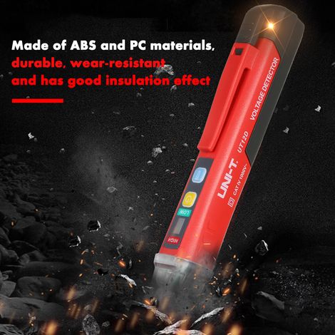 Comprobador de voltaje de CA portátil sin contacto UNI-T con forma de bolígrafo, alarma sonora y visual y linterna LED. (1/2)