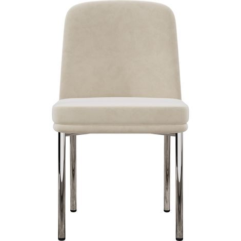 Pack de 4 sillas de comedor beige de terciopelo con patas metálicas (1/5)